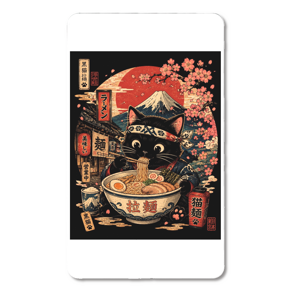 黒猫ラーメン富士山日の丸浮世絵　	急速充電モバイルバッテリー5000mAh