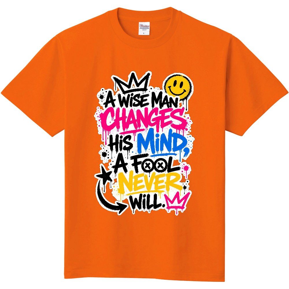 【A WISE MAN 名言グラフィティスプレーロゴTシャツ】