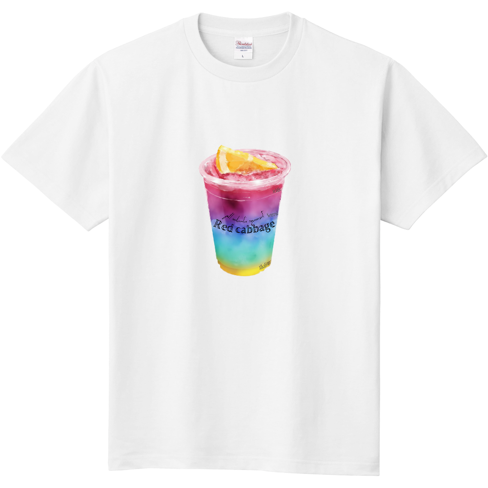 【100・110】紫キャベツの実験がわかるドリンク風Tシャツ