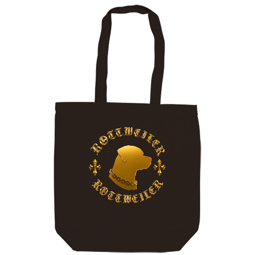 ROTTWEILER REGALIA TOTE（ロットワイラー レガリア トート） 意味：「Regalia（レガリア）」は王族や権威を象徴する装飾品を意味する言葉。ロットワイラーの力強さと気品を、ゴールドデザインで表現したラグジュアリーなトートバッグです。