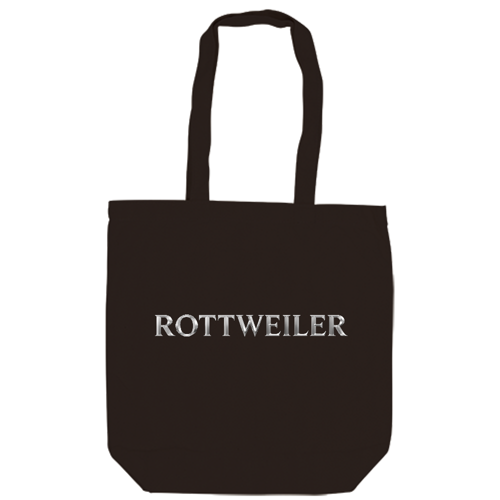 ROTTWEILER - IRON PRESTIGE TOTE(アイアン・プレステージ・トート) 名前の意味 力強さと気高さを兼ね備えたロットワイラーを、重厚感あるメタリックロゴで表現したプレミアムデザイン。「IRON PRESTIGE」は、揺るぎない強さと品格を象徴しています。