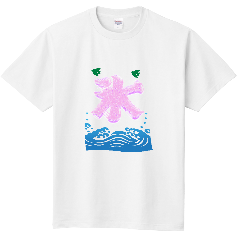 かき氷Tシャツ<凍った図柄(赤)・前面>
