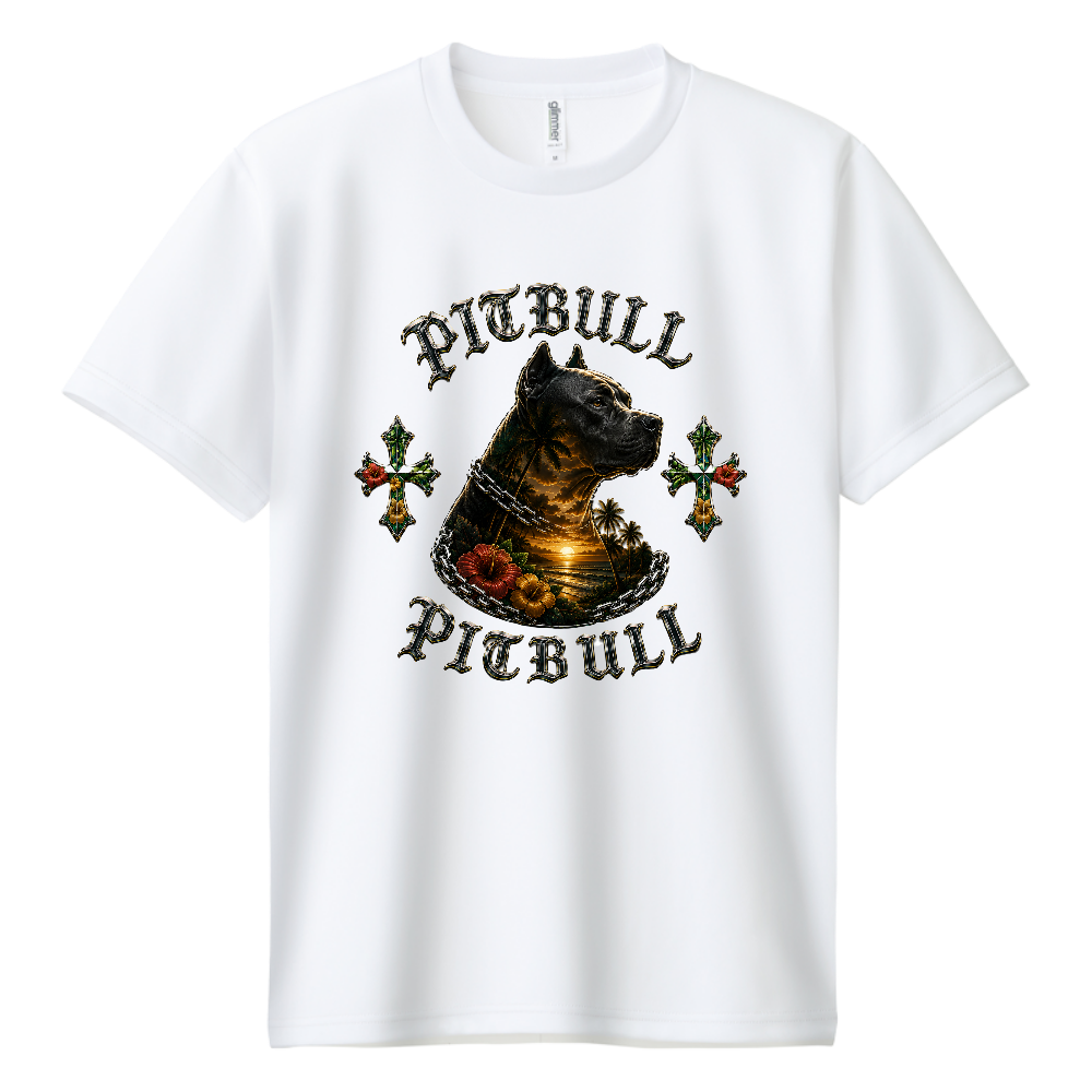 PITBULL ALOHA CRUCIS（ピットブル・アロハ クルーシス） 意味 「ALOHA（ハワイの愛・絆・思いやり）」と「CRUCIS（ラテン語で十字架・信念）」を組み合わせた名前。 力強いピットブルと南国の美しい夕景、そして揺るぎない信念を表現したラグジュアリーコレクションです。
