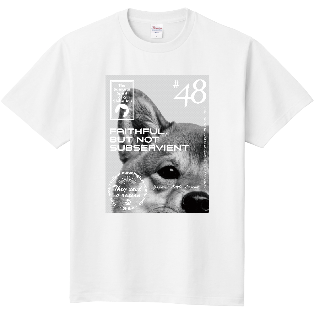 モノクロ柴【赤毛】［5.6oz］／柴犬 Tシャツ
