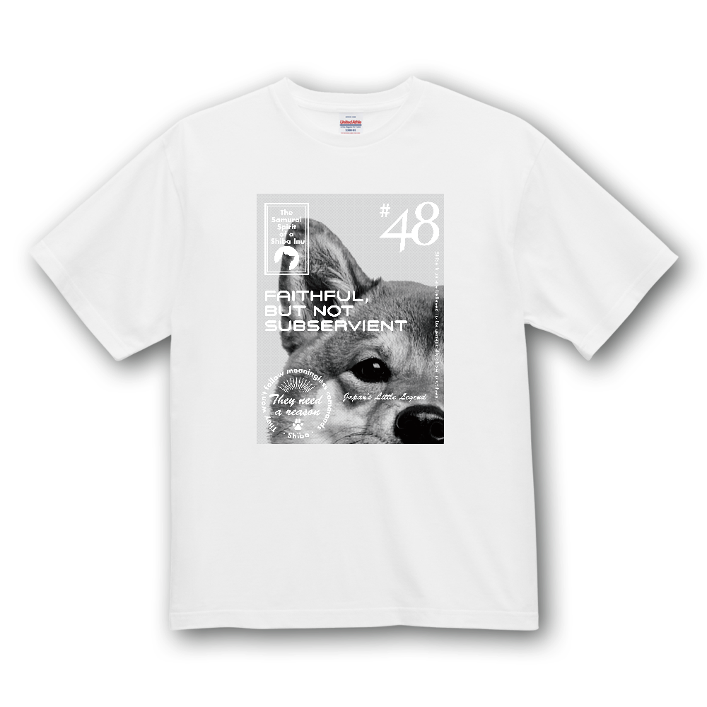 「モノクロ柴【赤毛】／柴犬 Tシャツ［4.7oz］