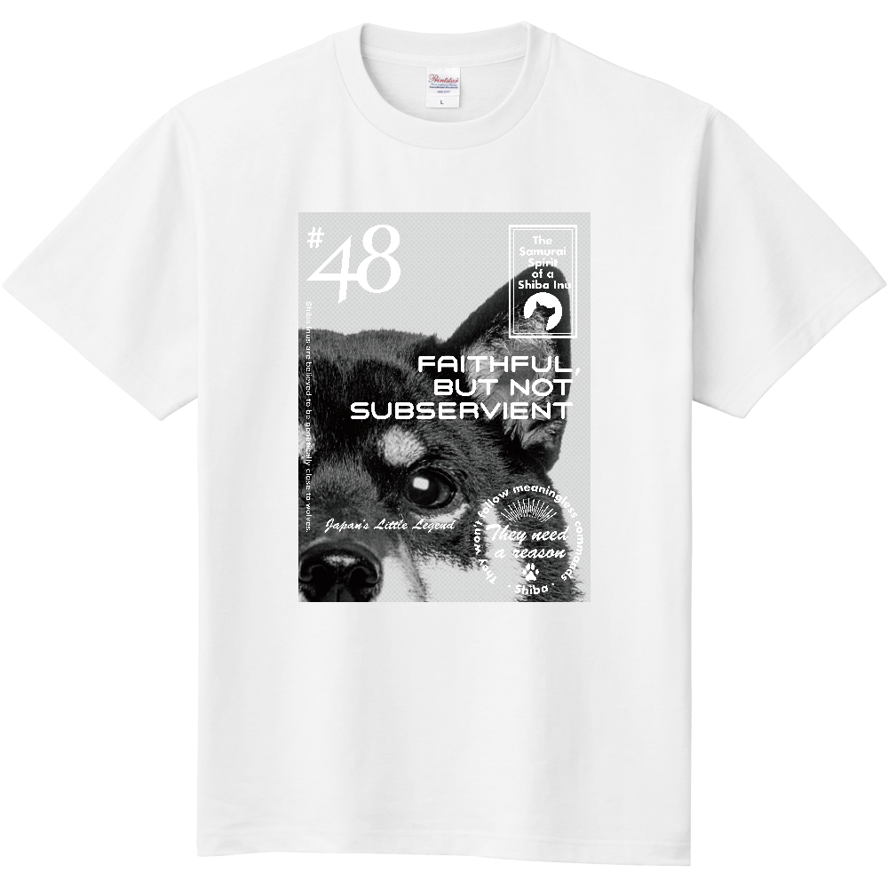 モノクロ柴【黒毛】／柴犬 Tシャツ［5.6oz］