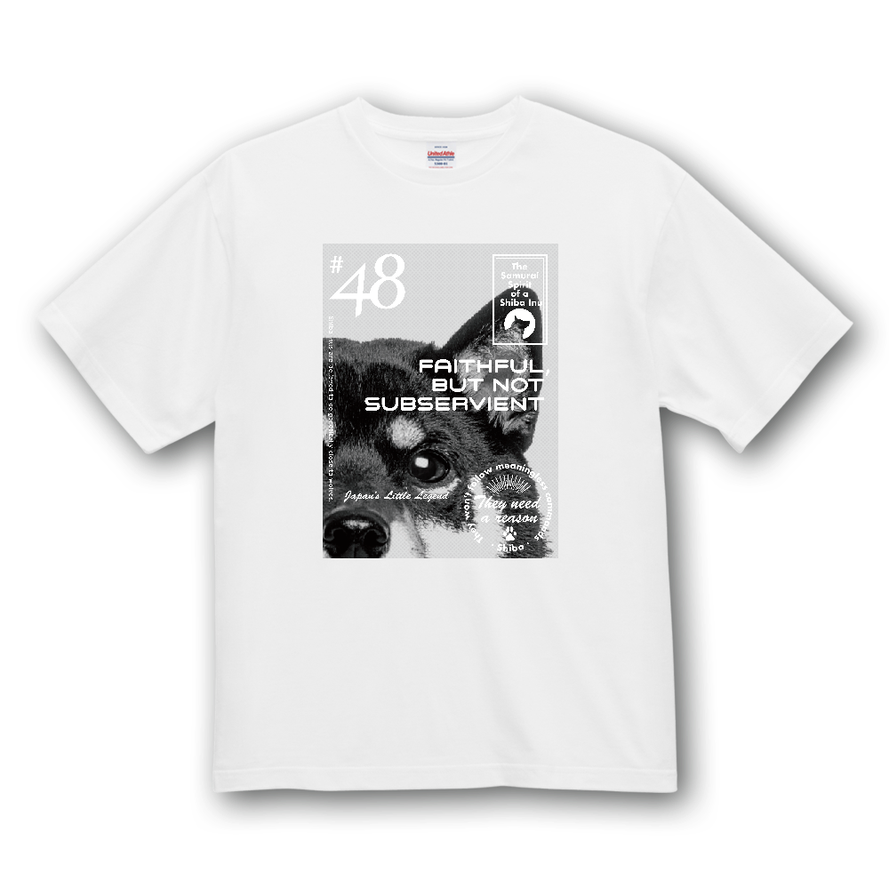モノクロ柴【黒毛】／柴犬 Tシャツ［4.7oz］