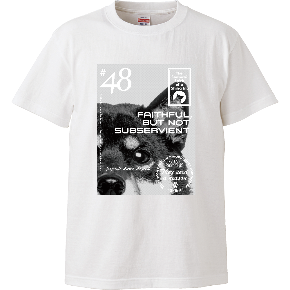 モノクロ柴【黒毛】／柴犬 Tシャツ［5.6oz  High］