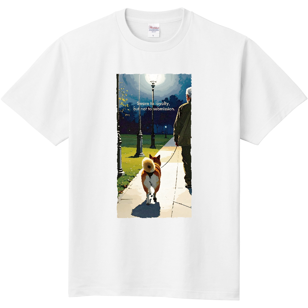 じいちゃんと散歩【従順柴】／柴犬 Tシャツ［5.6oz］