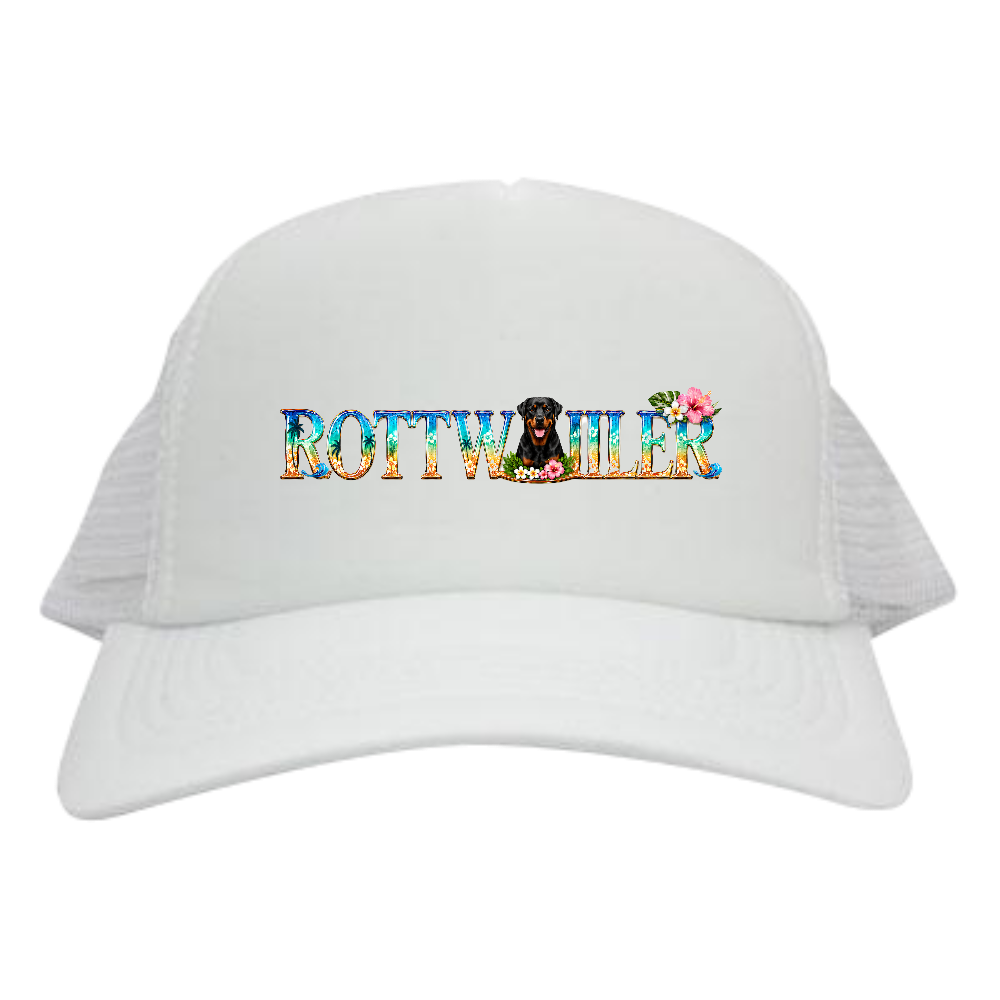 ROYAL ROTTWEILER BLOSSOM CAP (ロイヤル・ロットワイラー ブロッサム キャップ) 名前の意味 ROYAL(気品・王者) ROTTWEILER(力強さ・忠誠心を持つ犬種) BLOSSOM(花開く美しさ・華やかさ) 強さと高級感、そして花の優雅さを融合したプレミアムドッグデザインキャップ。