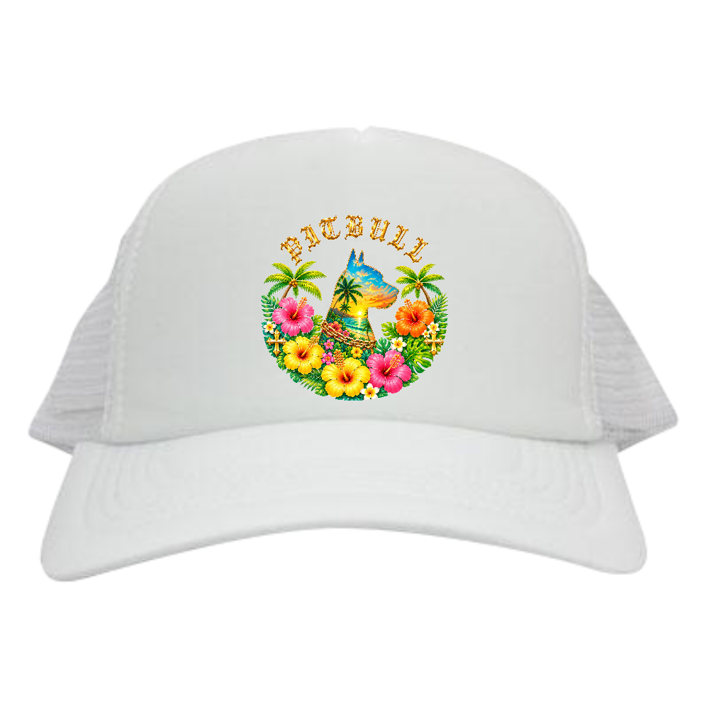 PITBULL TROPICAL ROYAL  （ピットブル・トロピカル・ロイヤル）  名前の意味  TROPICAL（南国の楽園・自由・太陽）  ×  ROYAL（王者・気品・高級感）  南国の美しい景色をまとった、王者の風格を持つピットブルを表現したプレミアムデザイン。