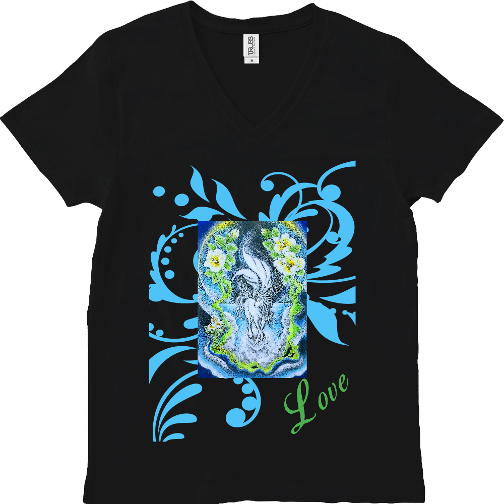 VネックTシャツ 海に舞い降りたペガサス