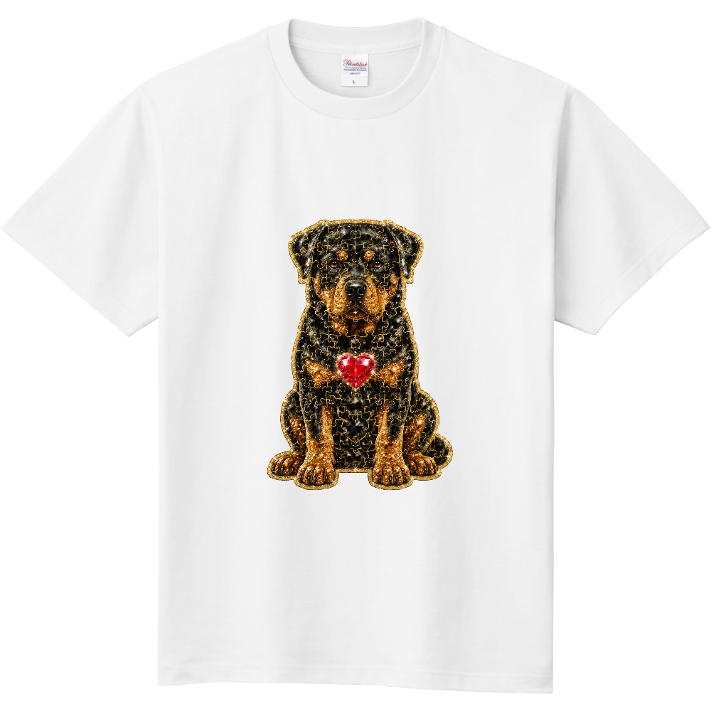 CRYSTAL HEART ROTTWEILER — Imperial Guardian Edition — 意味： 「王者の風格を持つ守護者」 力強い体格と揺るぎない忠誠心を持つロットワイラー。 ブラック＆ゴールドの輝きで、帝王のような存在感と守護の精神を表現。