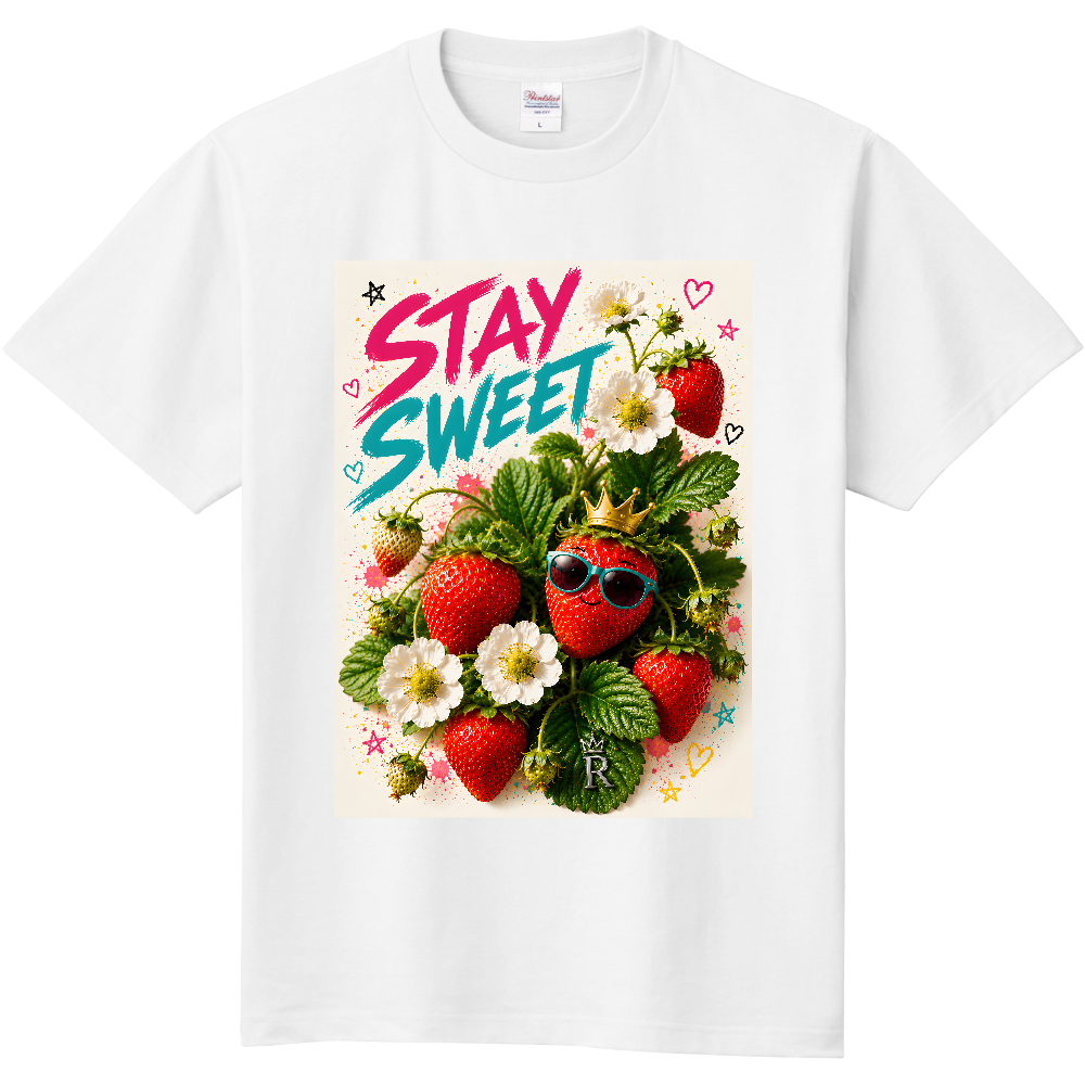 ステイスイートサングラスストロベリー 3DイチゴフードストリートTシャツ