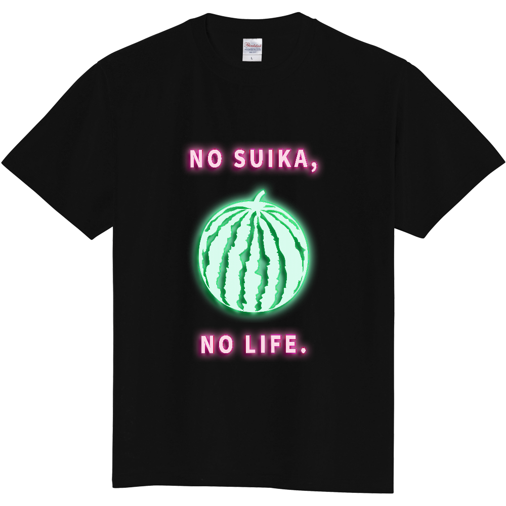 スイカTシャツ<黒抜きネオン・前面>
