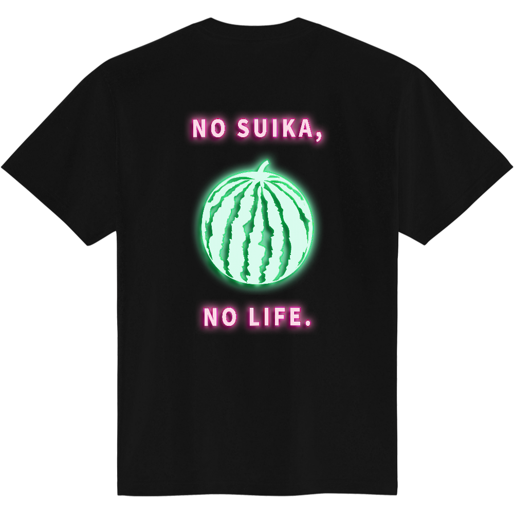スイカＴシャツ＜黒抜きネオン・背面＞