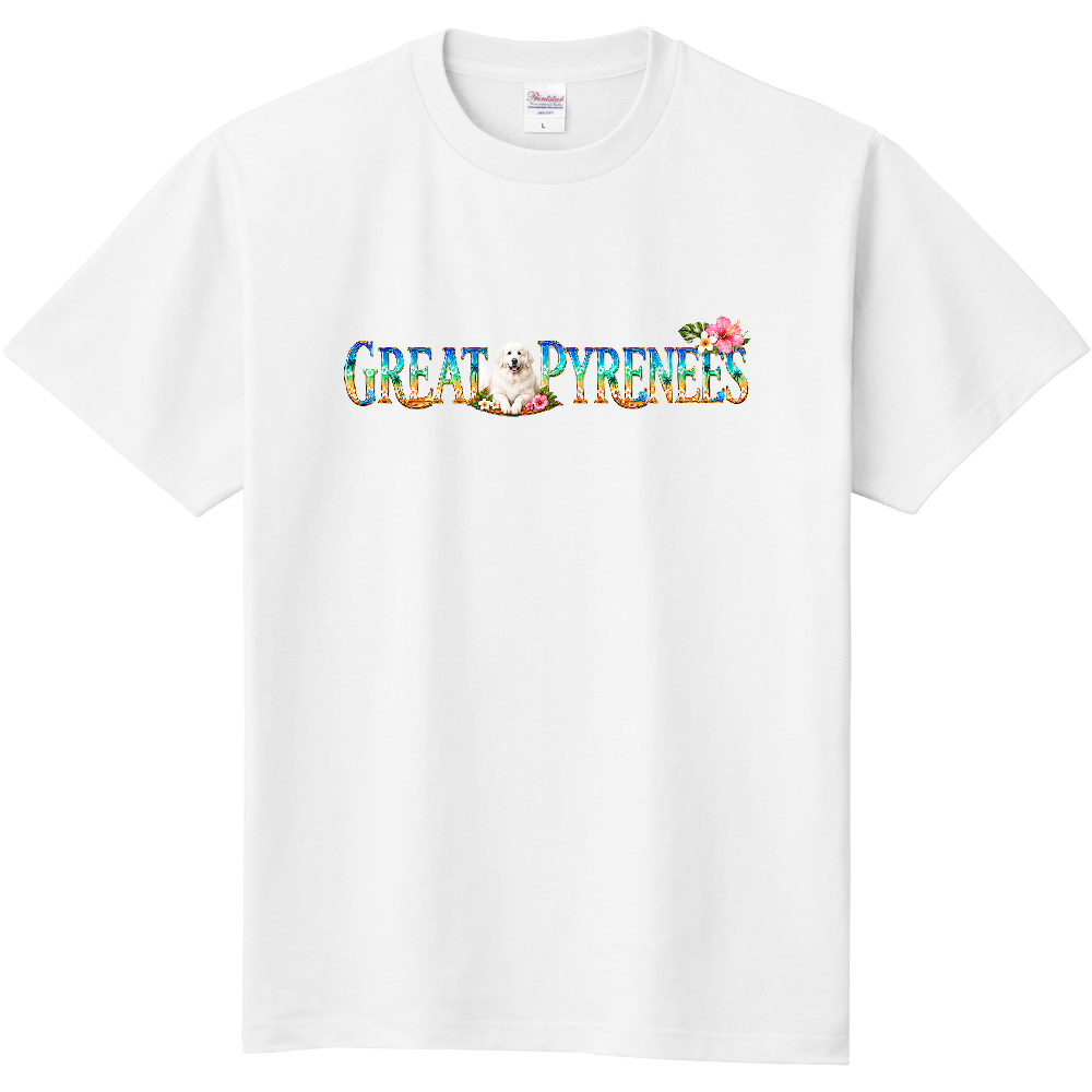 GREAT PYRENEES – Paradise White Edition – 純白のグレート・ピレニーズと南国の花々が調和した、優雅で癒されるリゾートデザイン。