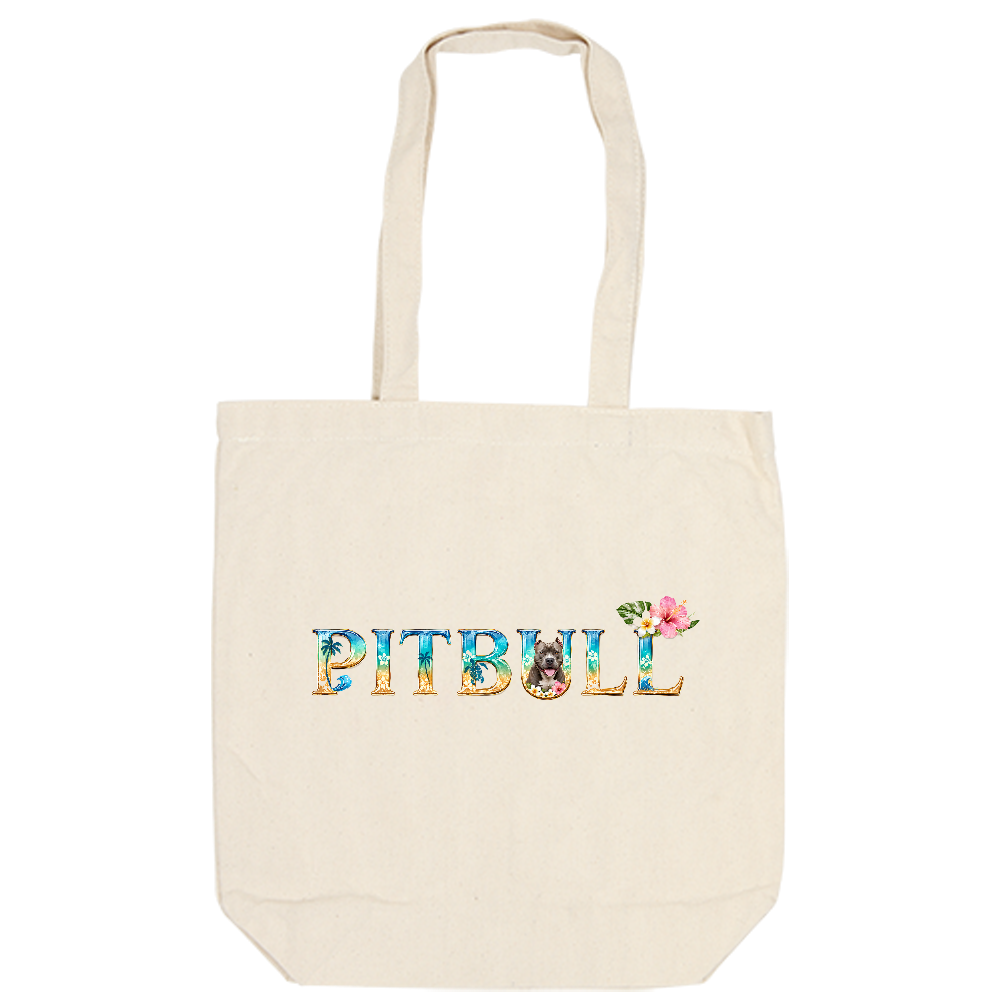 PITBULL – Tropical Power Tote – 力強さと優しさを兼ね備えたピットブルを南国テイストで表現した、インパクトあるデザイン。