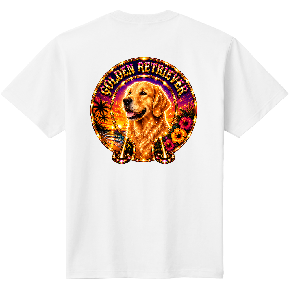 新シリーズ バックプリントコレクション TROPICAL LUXURY DOGS COLLECTION ― 南国の輝きと、愛犬の気高さを纏う。―GOLDEN RETRIEVER TROPICAL LUXURY BACK PRINT(ゴールデンレトリバー)
