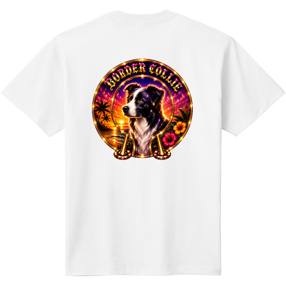 新シリーズ バックプリントコレクション TROPICAL LUXURY DOGS COLLECTION ― 南国の輝きと、愛犬の気高さを纏う。―BORDER COLLIE TROPICAL LUXURY BACK PRINT(ボーダーコリー)