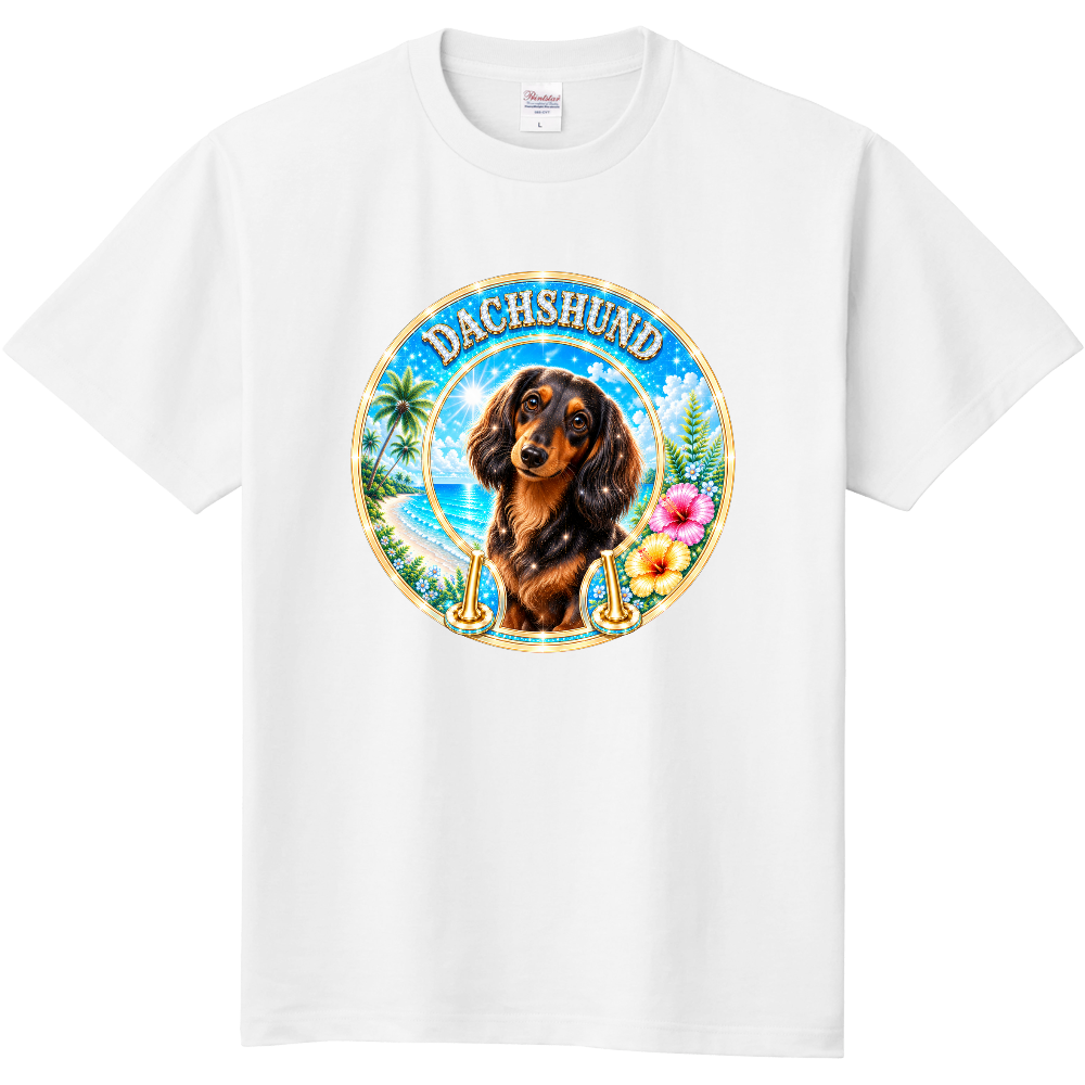 TROPICAL LUXURY BIG FRONT PRINT T-SHIRT – ダックスフンド　南国リゾートをイメージしたラグジュアリーなビッグフロントプリントTシャツ。