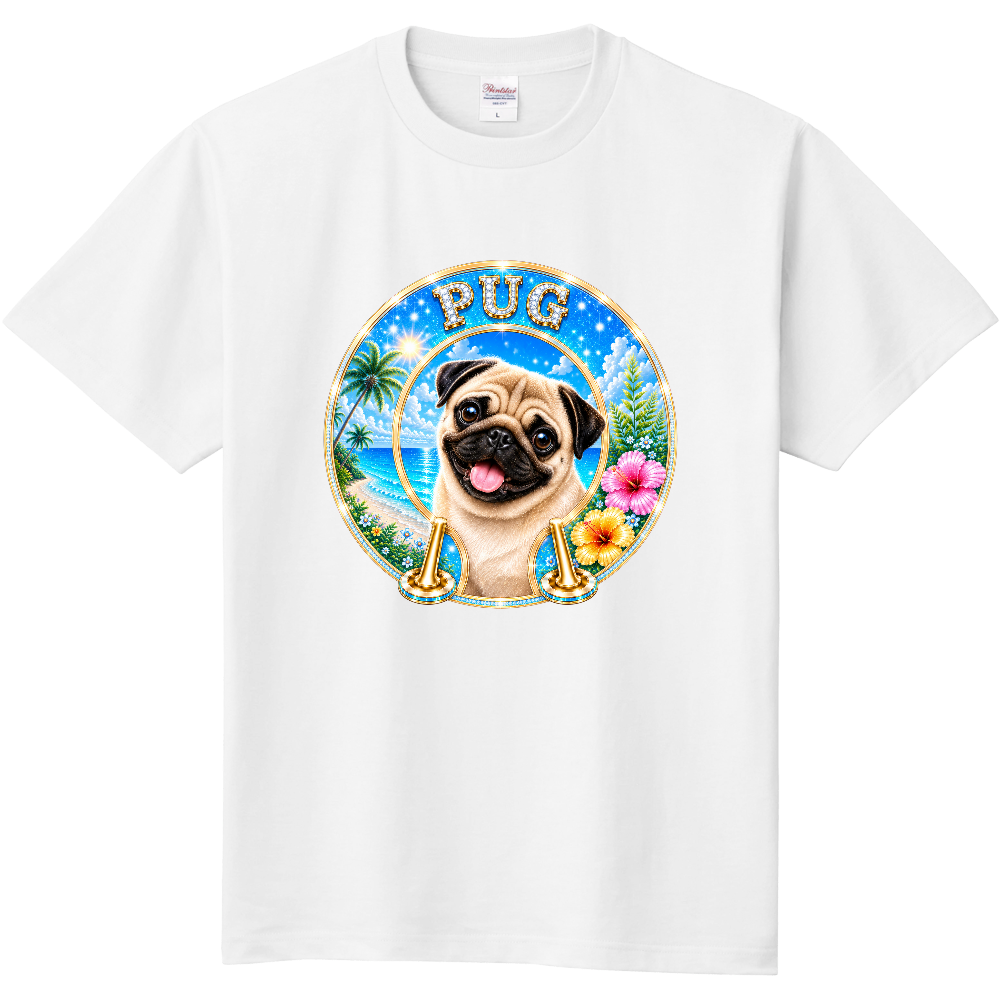 TROPICAL LUXURY BIG FRONT PRINT T-SHIRT – パグ 南国リゾートをイメージしたラグジュアリーなビッグフロントプリントTシャツ。