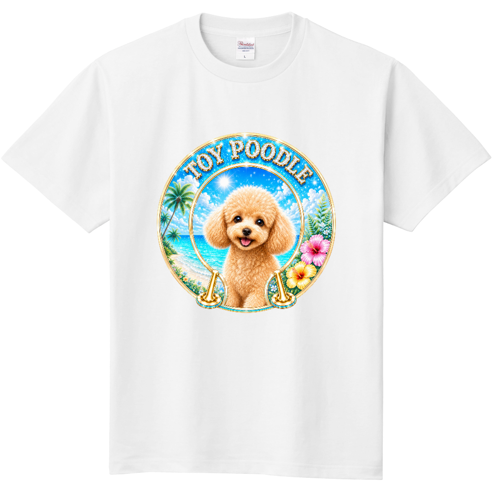 TROPICAL LUXURY BIG FRONT PRINT T-SHIRT – トイプードル 南国リゾートをイメージしたラグジュアリーなビッグフロントプリントTシャツ。