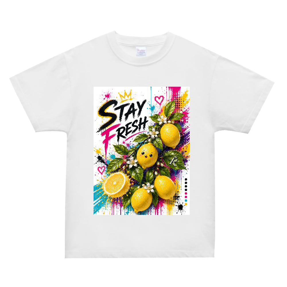 ステイフレッシュレモングラフィティ 3DフルーツロゴストリートTシャツ