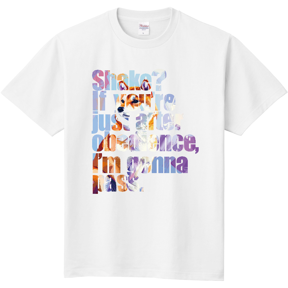 「お手はパスで」【ペイント柴】／柴犬 Tシャツ［5.6oz］