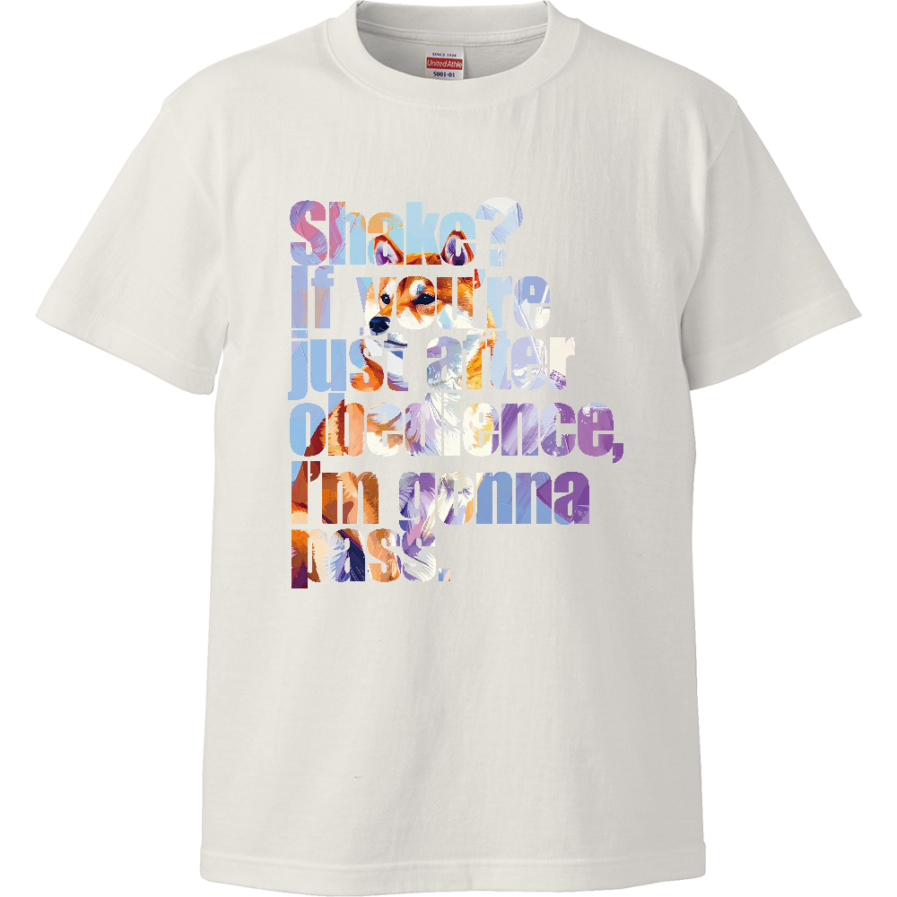 「お手はパスで」【ペイント柴】〈濃色用〉／柴犬 Tシャツ［5.6oz  High］