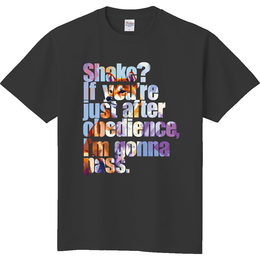 「お手はパスで」【ペイント柴】〈濃色用〉／柴犬 Tシャツ［5.6oz］