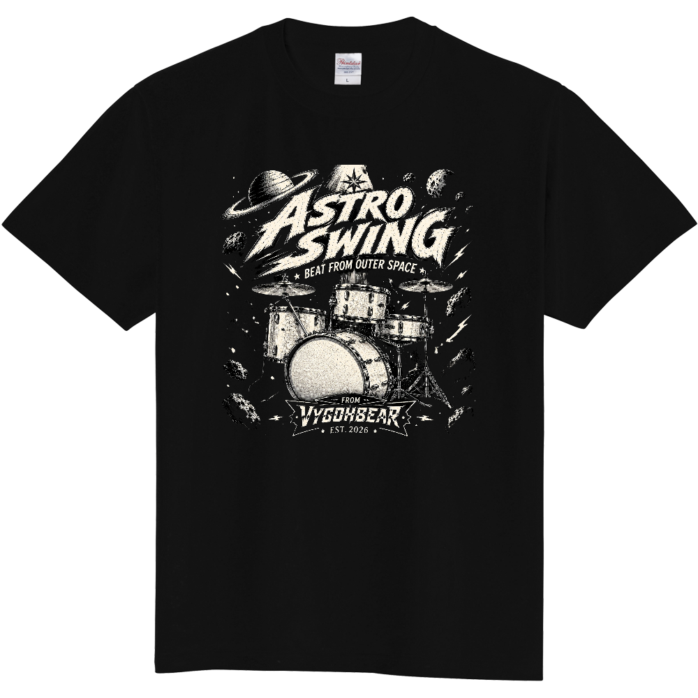 ASTRO SWING DRUM｜宇宙＆ヴィンテージドラムTシャツ