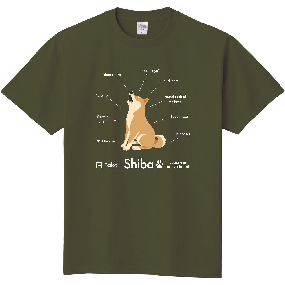 柴犬パーツ図【赤毛】〈濃色用〉／柴犬 Tシャツ［5.6oz］