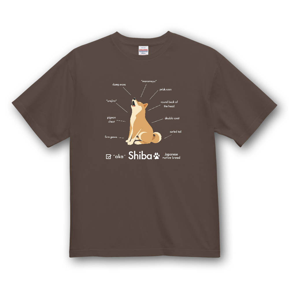 柴犬パーツ図【赤毛】〈濃色用〉／柴犬 Tシャツ［4.7oz］