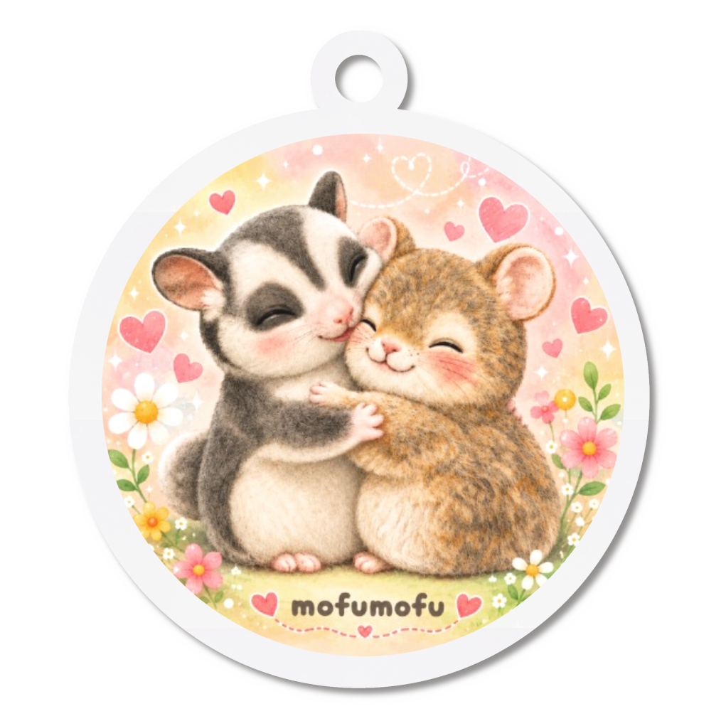 フクロモモンガとデグーのもふもふハグ♡キーホルダー