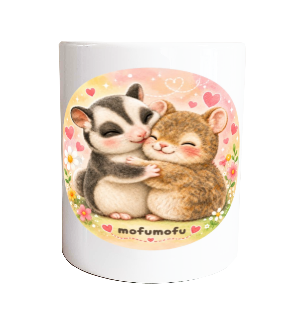 フクロモモンガとデグーのもふもふハグ♡マグカップ