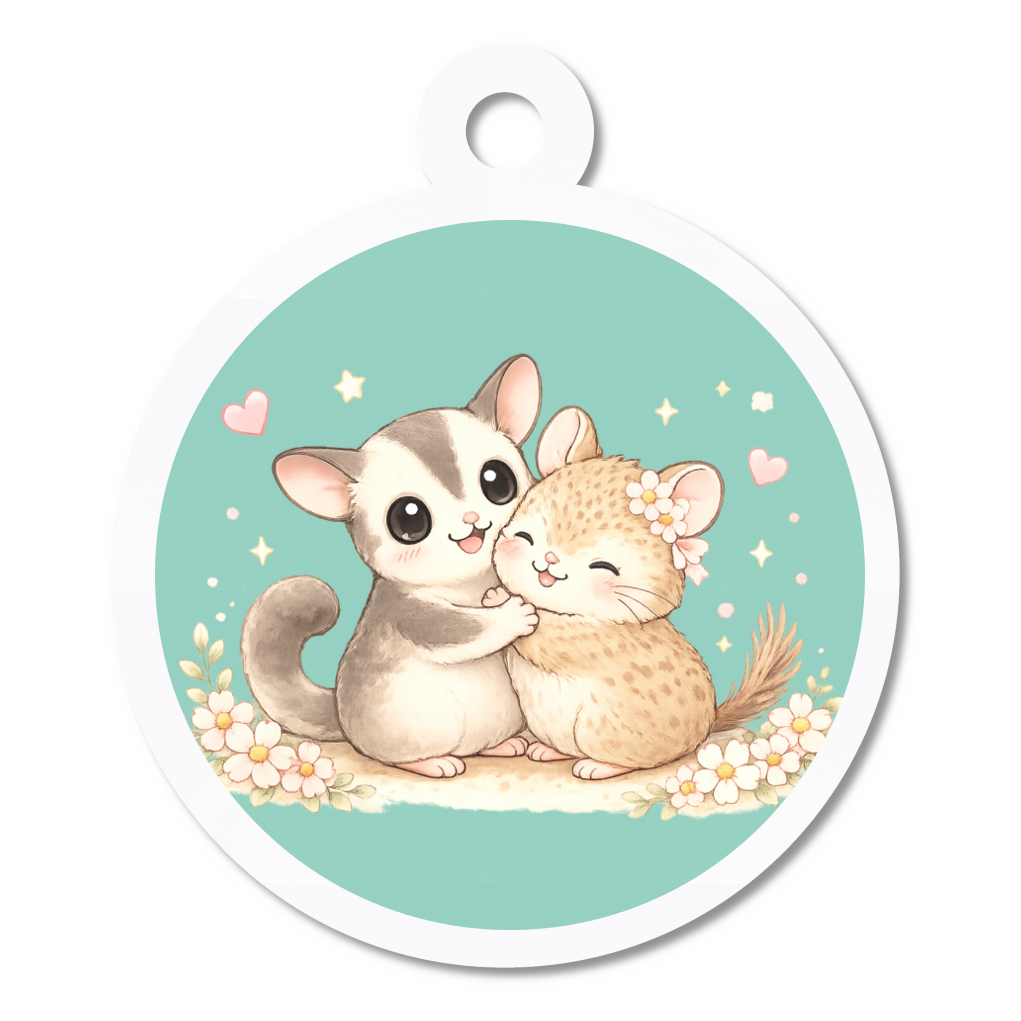 ♡フクロモモンガ&デグーのキュートハグ♡キーホルダー