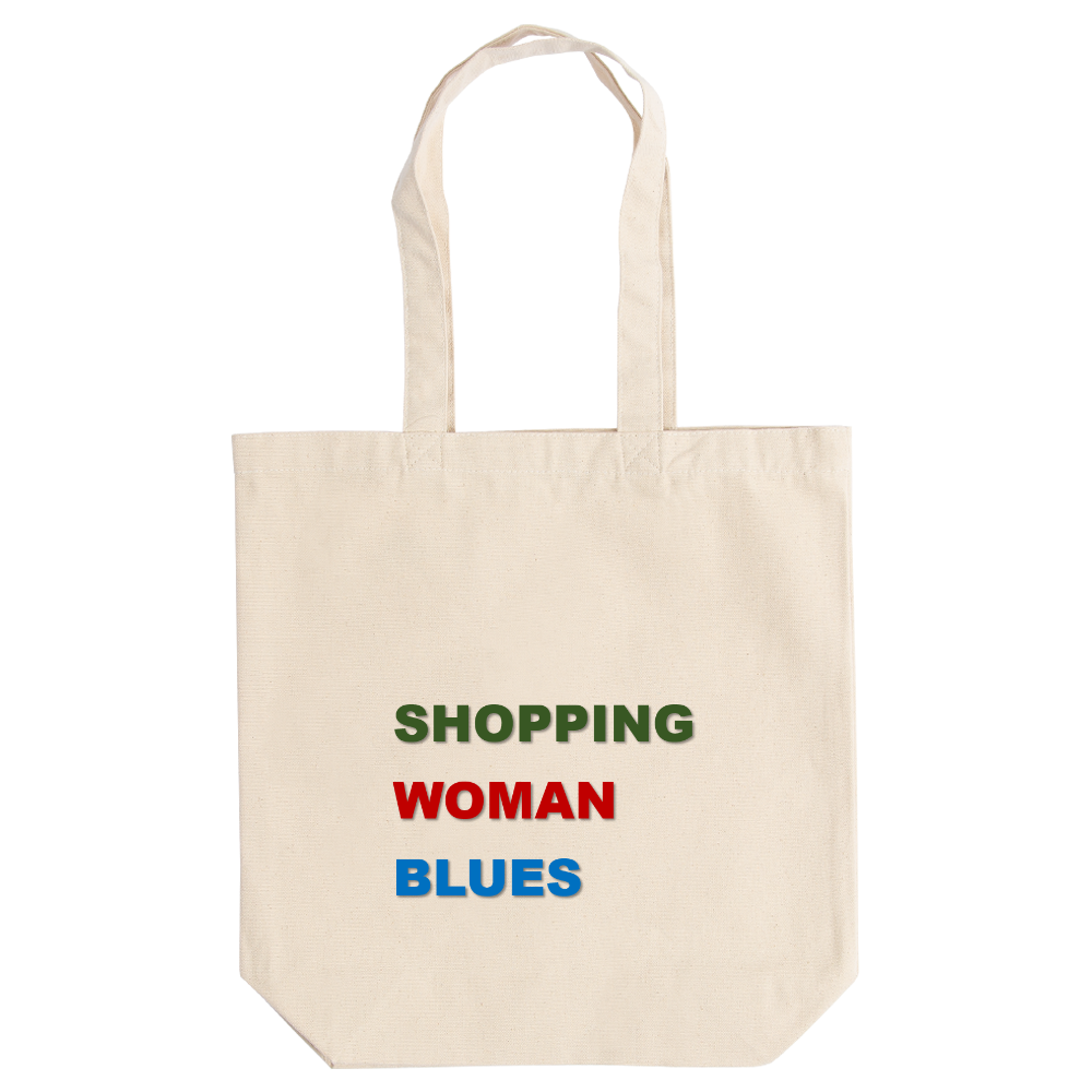SHOPPING WOMAN BLUES (ショッピング・ウーマン・ブルース)定番トートバッグ(M)【白プリントあり】