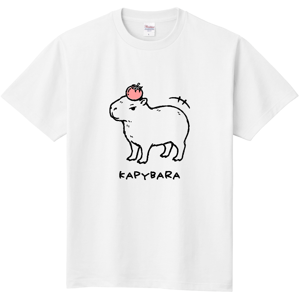 トマトを乗せたカピバラくん