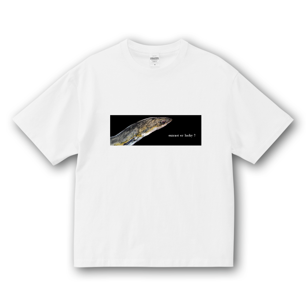 outcast or lucky?ウナギTシャツ-ボックスシルエット