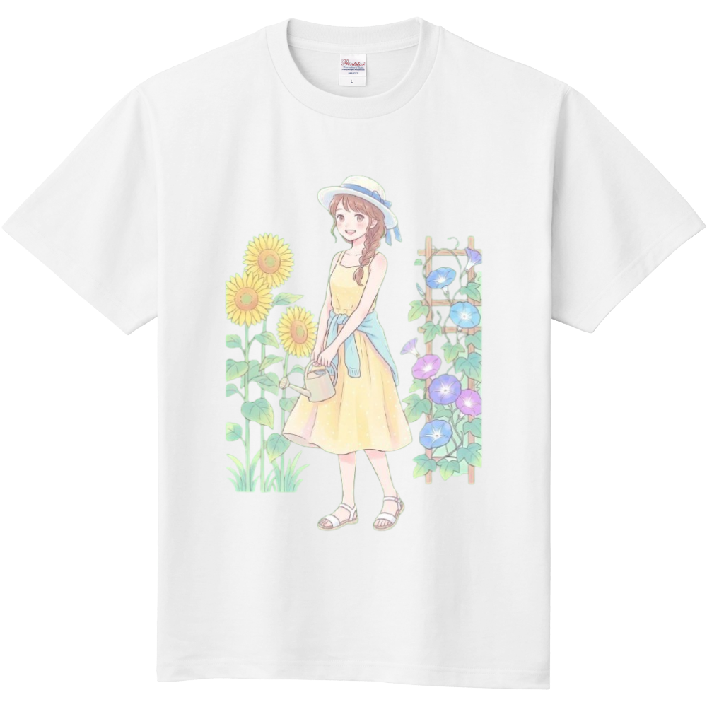 爽やかな夏の朝（向日葵・朝顔)