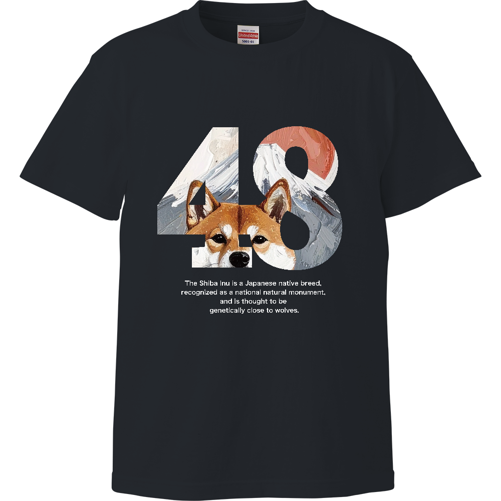 48（シバ）【富士と太陽と柴】〈濃色用〉／柴犬 Tシャツ［5.6oz  High］