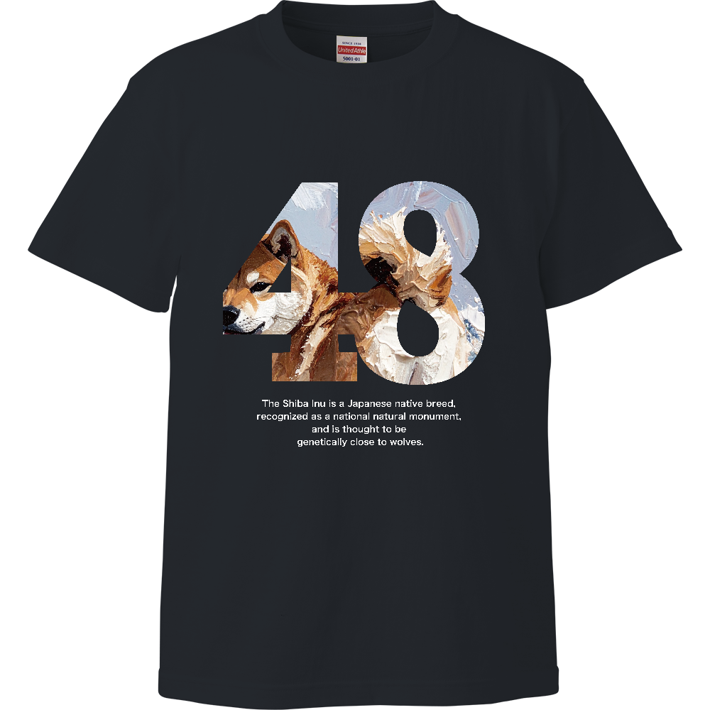 48（シバ）【見返り柴】〈濃色用〉／柴犬 Tシャツ［5.6oz  High］