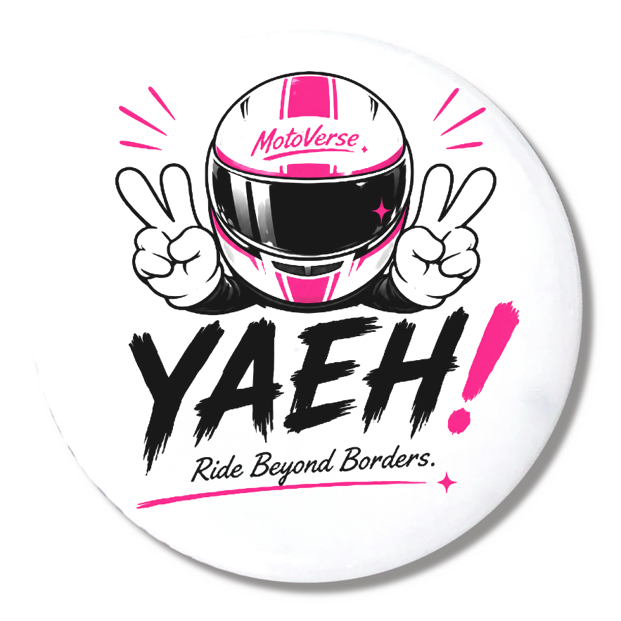 MotoVerse YAEH! ヘルメット缶バッジ