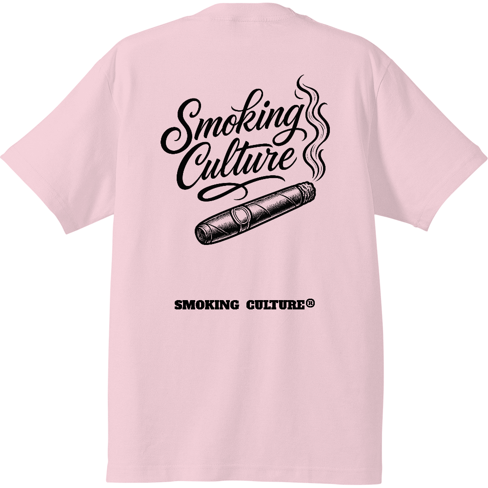 背面 葉巻 スクリプト ハイクオリティTシャツ ライトピンク