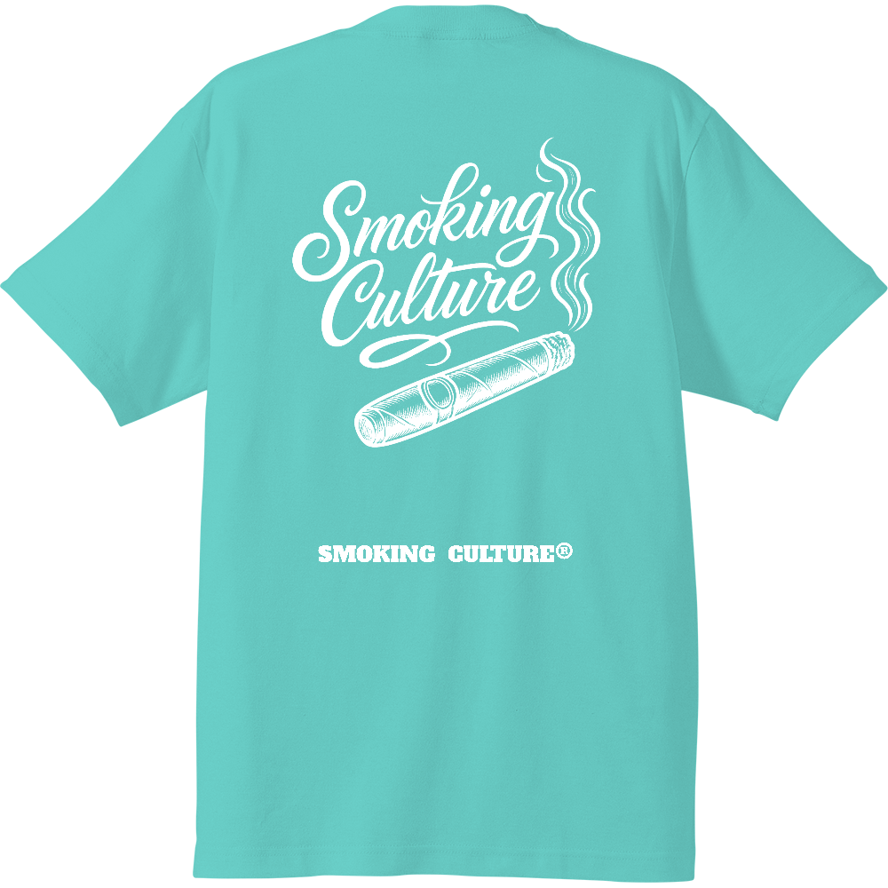 背面 葉巻 スクリプト ハイクオリティTシャツ ミントグリーン