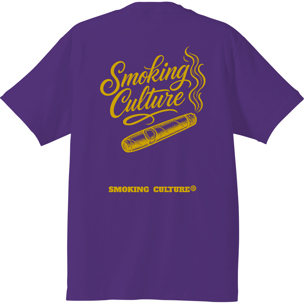 背面 葉巻 スクリプト ハイクオリティTシャツ バイオレットパープル