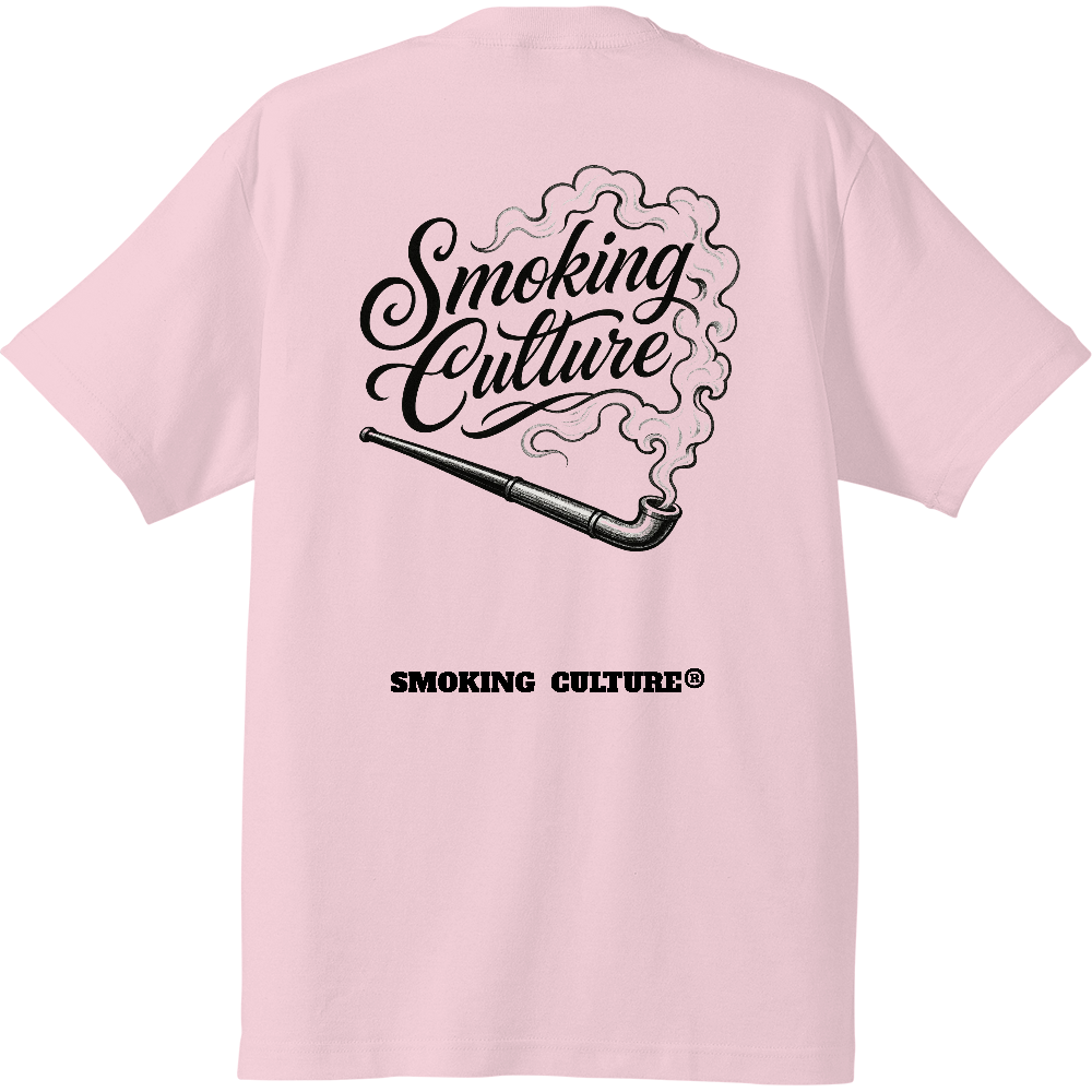 背面 煙管 スクリプト ハイクオリティTシャツ ライトピンク