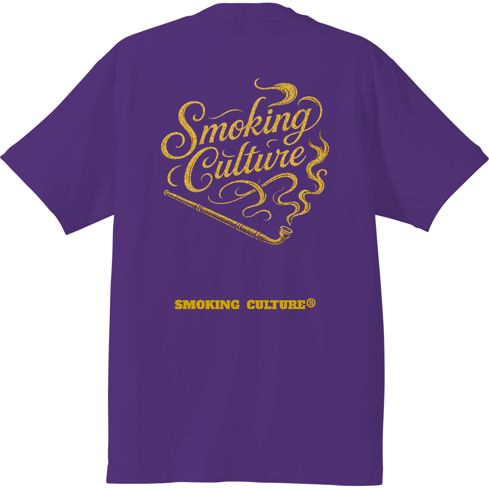 背面 煙管 スクリプト ハイクオリティTシャツ バイオレットパープル
