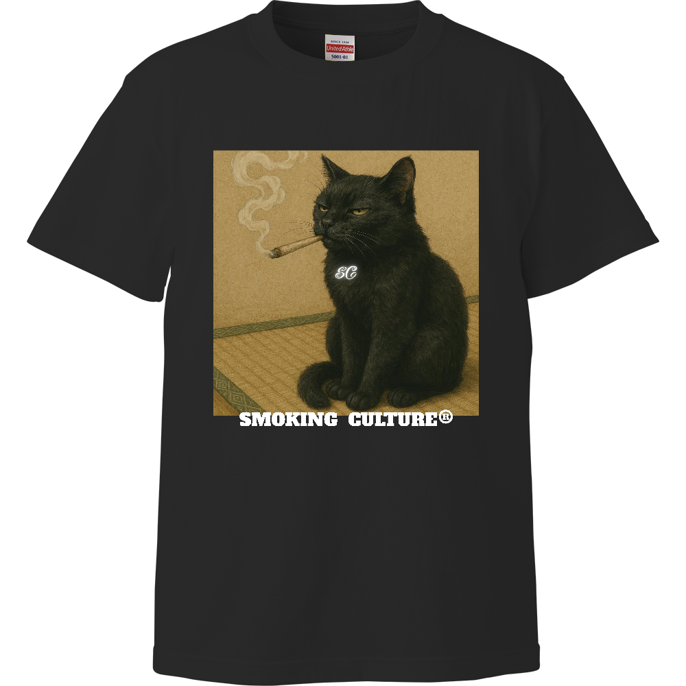 黒猫 ストー"ニャー" ハイクオリティTシャツ ブラック